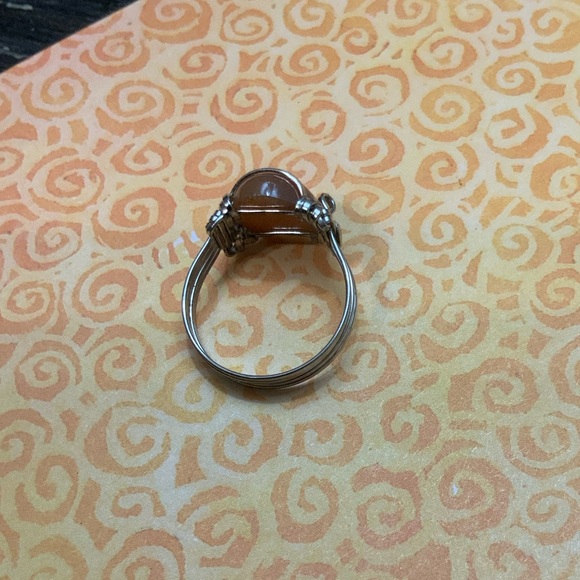 Vintage 925 Wire-Wrapped w/ Rare Natural Gold Rutilated Quartz Sz 6 - Picture 8 of 15